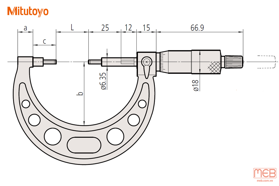 Panme đo ngoài cơ khí Spline series 111, 131 Mitutoyo